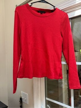 Veronica Beard Pruitt Poppy red long sleeve tee